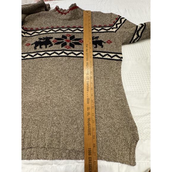 Vintage Eddie Bauer Sweater Snowflake Reindeer Cottage Cabin Wool Blend Sz M - Picture 9 of 11